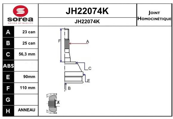 Joint Kit, drive shaft (JH22074K)