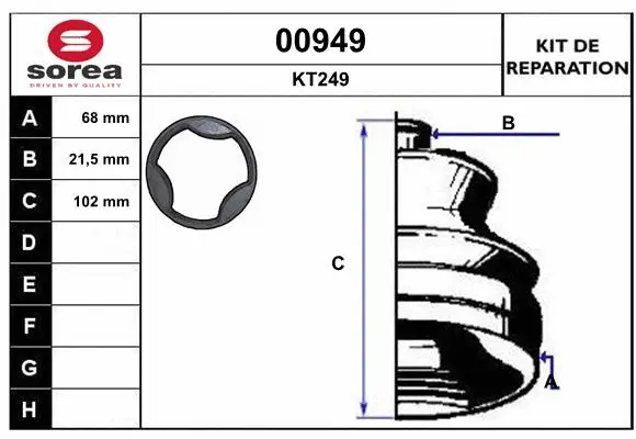 Bellow Kit, drive shaft (00949)