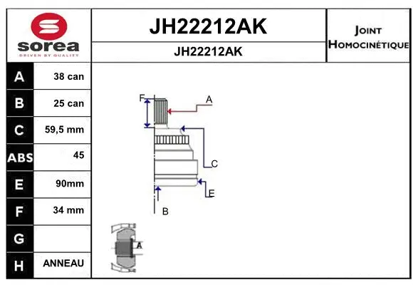 Joint Kit, drive shaft (JH22212AK)