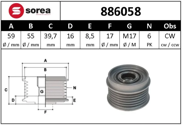 Alternator Freewheel Clutch (886058)