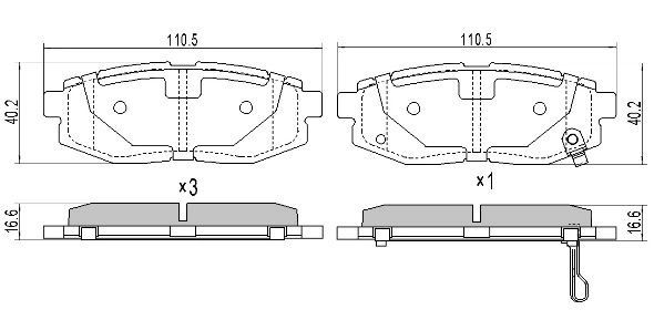 Brake Pad Set, disc brake (FBP-1886)