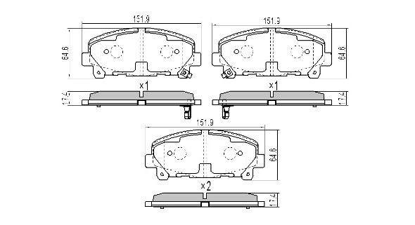 Brake Pad Set, disc brake (FBP-1962)