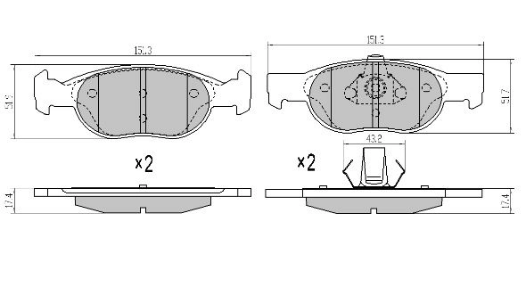 Brake Pad Set, disc brake (FBP-0968)