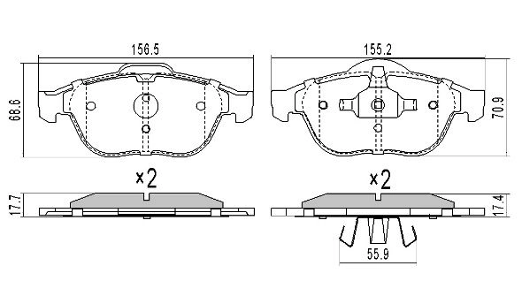 Brake Pad Set, disc brake (FBP-1253)