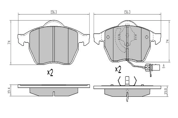 Brake Pad Set, disc brake (FBP-0874)
