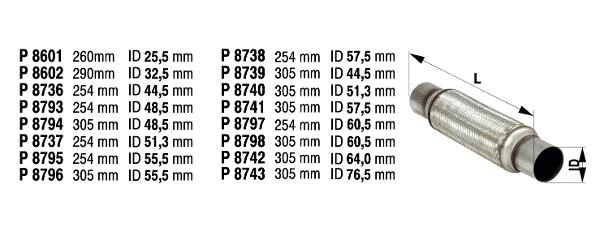 Flexible Pipe, exhaust system (P8793)