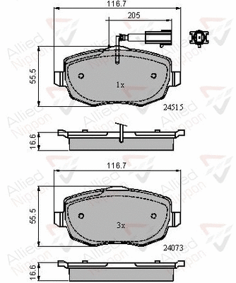 Brake Pad Set, disc brake (ADB11601)