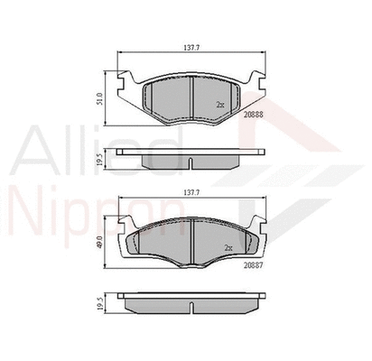 Brake Pad Set, disc brake (ADB0149)