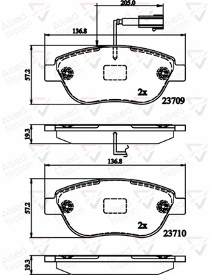 Brake Pad Set, disc brake (ADB12140)