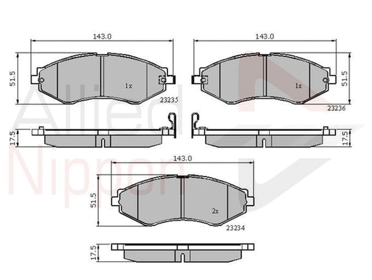 Brake Pad Set, disc brake (ADB31189)