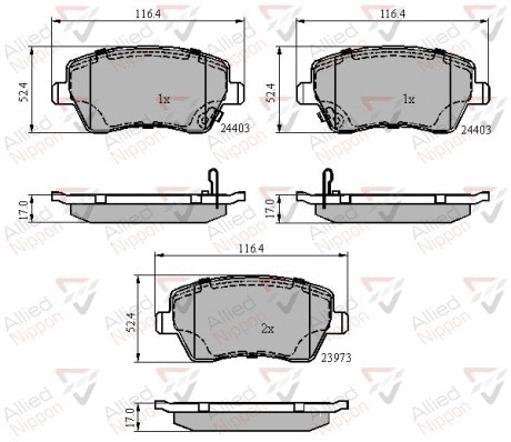 Brake Pad Set, disc brake (ADB3984)