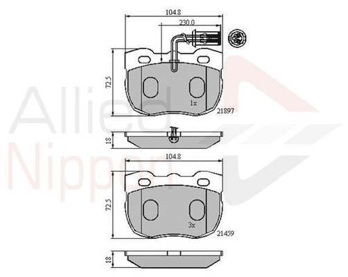 Brake Pad Set, disc brake (ADB1401)