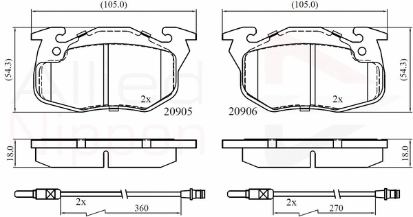 Brake Pad Set, disc brake (ADB2416)
