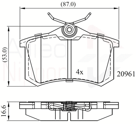 Brake Pad Set, disc brake (ADB0797)