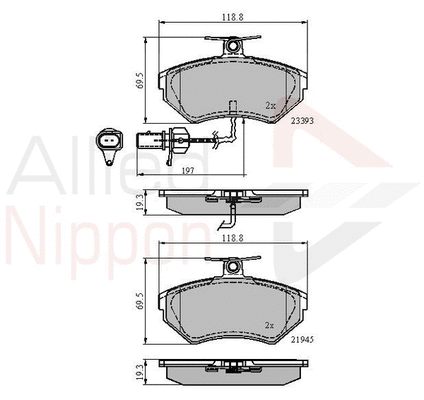 Brake Pad Set, disc brake (ADB1736)