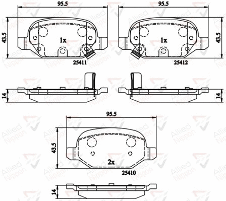 Brake Pad Set, disc brake (ADB31559)