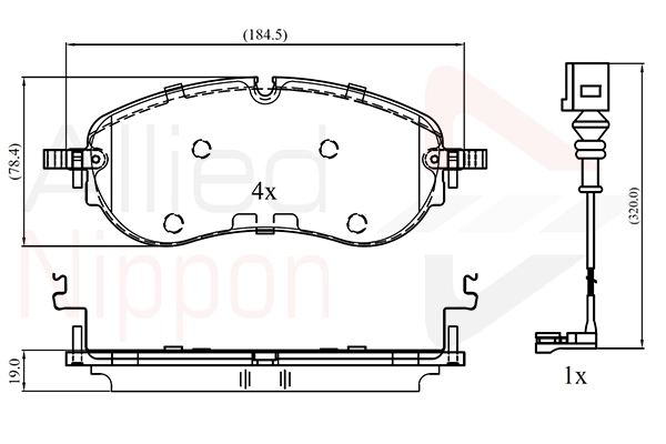 Brake Pad Set, disc brake (ADB13413)