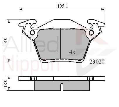 Brake Pad Set, disc brake (ADB0888)