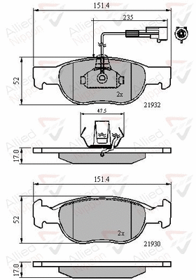 Brake Pad Set, disc brake (ADB11171)