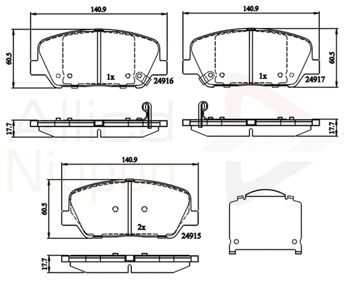 Brake Pad Set, disc brake (ADB32259)