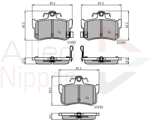 Brake Pad Set, disc brake (ADB3811)