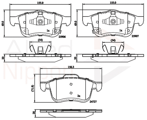 Brake Pad Set, disc brake (ADB32280)
