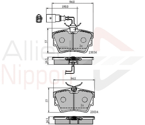 Brake Pad Set, disc brake (ADB1874)