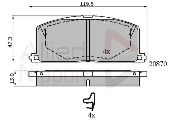 Brake Pad Set, disc brake (ADB3163)