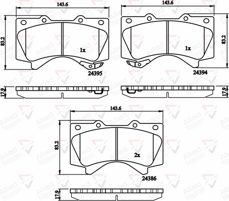 Brake Pad Set, disc brake (ADB31661)