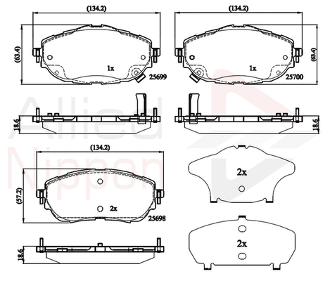 Brake Pad Set, disc brake (ADB32207)