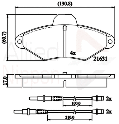 Brake Pad Set, disc brake (ADB2568)