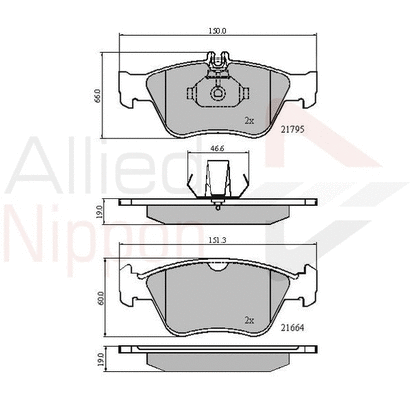 Brake Pad Set, disc brake (ADB0274)