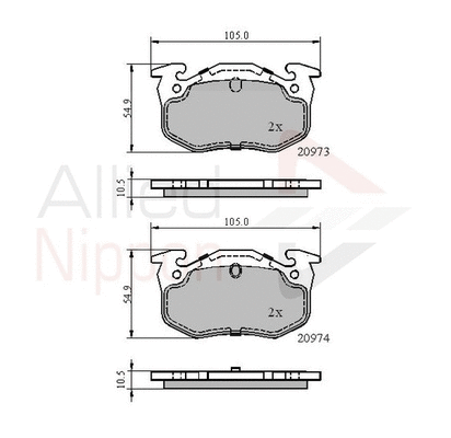 Brake Pad Set, disc brake (ADB0522)