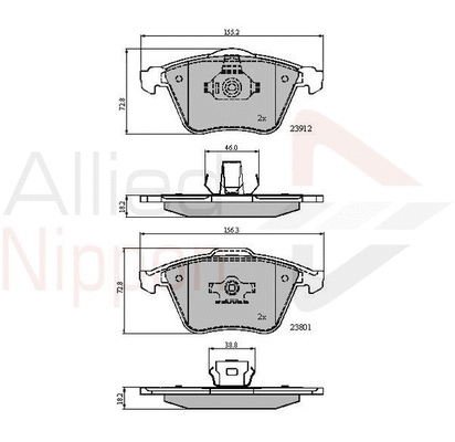 Brake Pad Set, disc brake (ADB01607)