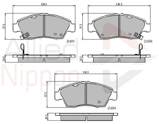 Brake Pad Set, disc brake (ADB3555)