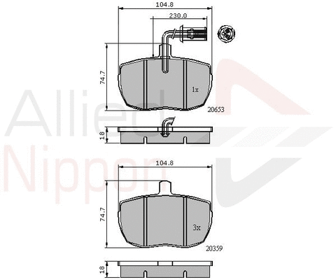 Brake Pad Set, disc brake (ADB1413)