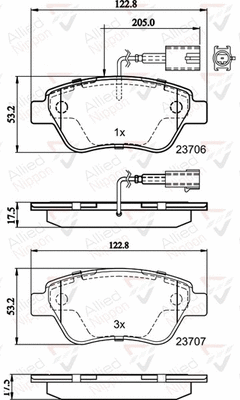 Brake Pad Set, disc brake (ADB11037)