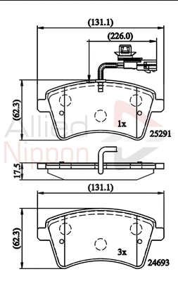 Brake Pad Set, disc brake (ADB11707)