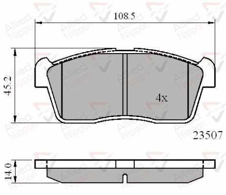 Brake Pad Set, disc brake (ADB01113)