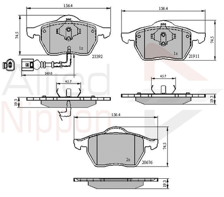 Brake Pad Set, disc brake (ADB11111)