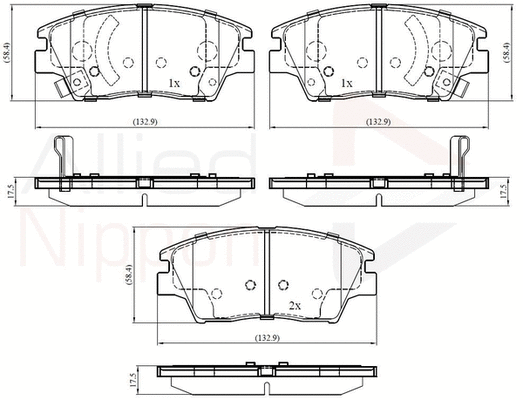 Brake Pad Set, disc brake (ADB32322)