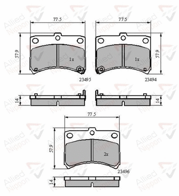 Brake Pad Set, disc brake (ADB3801)