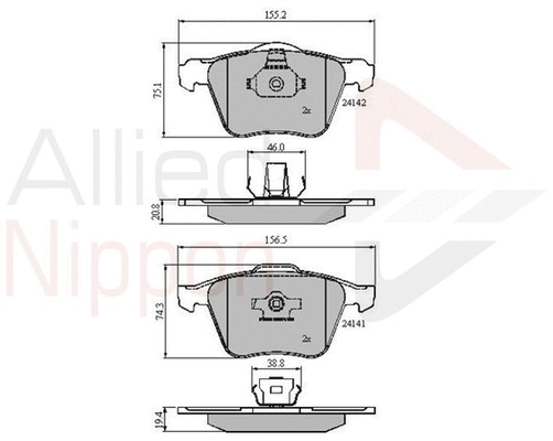 Brake Pad Set, disc brake (ADB01280)