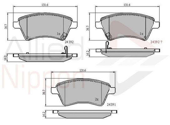 Brake Pad Set, disc brake (ADB31513)