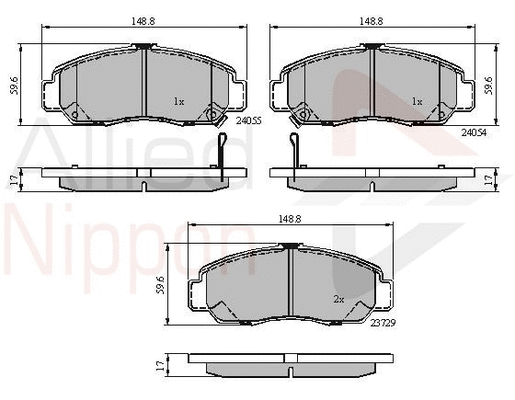 Brake Pad Set, disc brake (ADB3949)