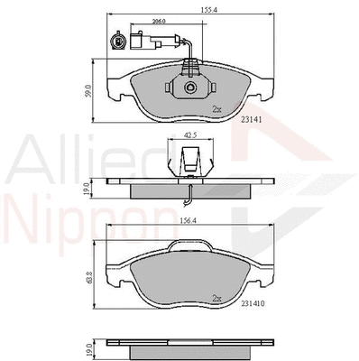 Brake Pad Set, disc brake (ADB1856)