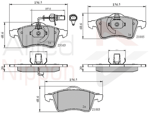 Brake Pad Set, disc brake (ADB1852)