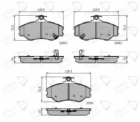 Brake Pad Set, disc brake (ADB3225)