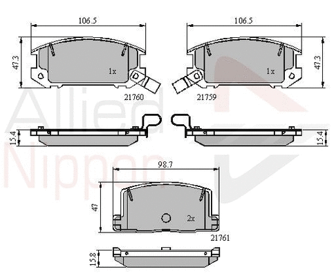 Brake Pad Set, disc brake (ADB3756)