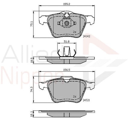 Brake Pad Set, disc brake (ADB01608)